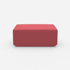Pouf moderno rosa visto frontalmente