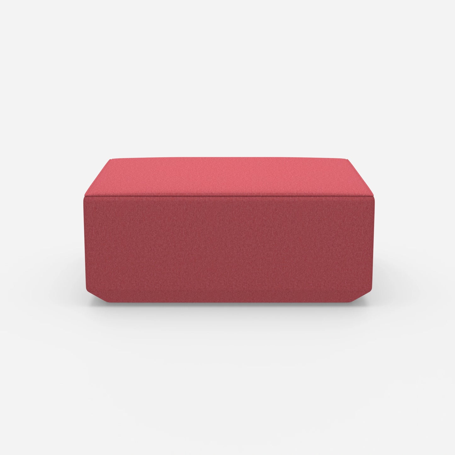 Pouf moderno rosa visto frontalmente