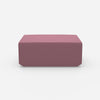 Pouf moderno rosa visto frontalmente