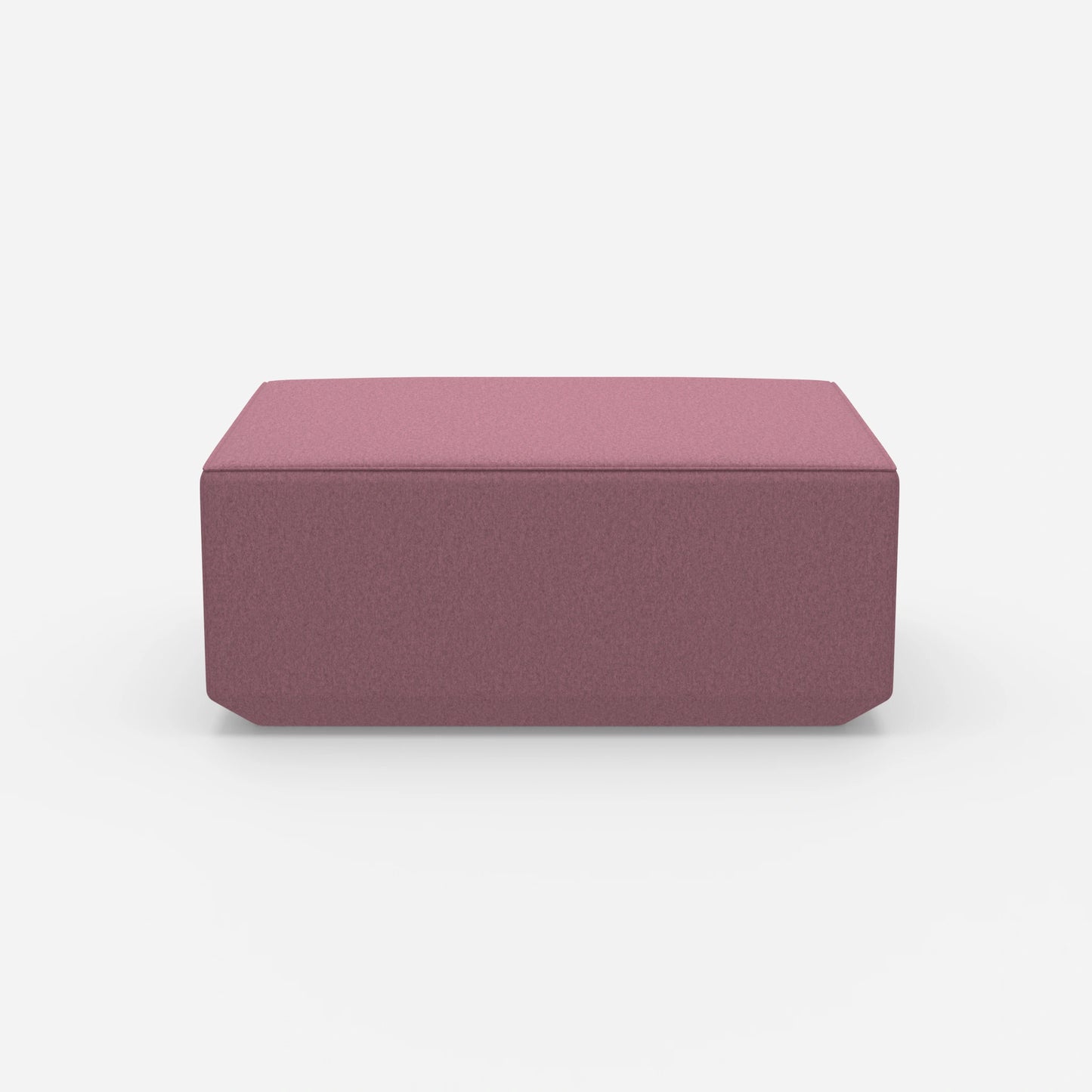 Pouf moderno rosa visto frontalmente