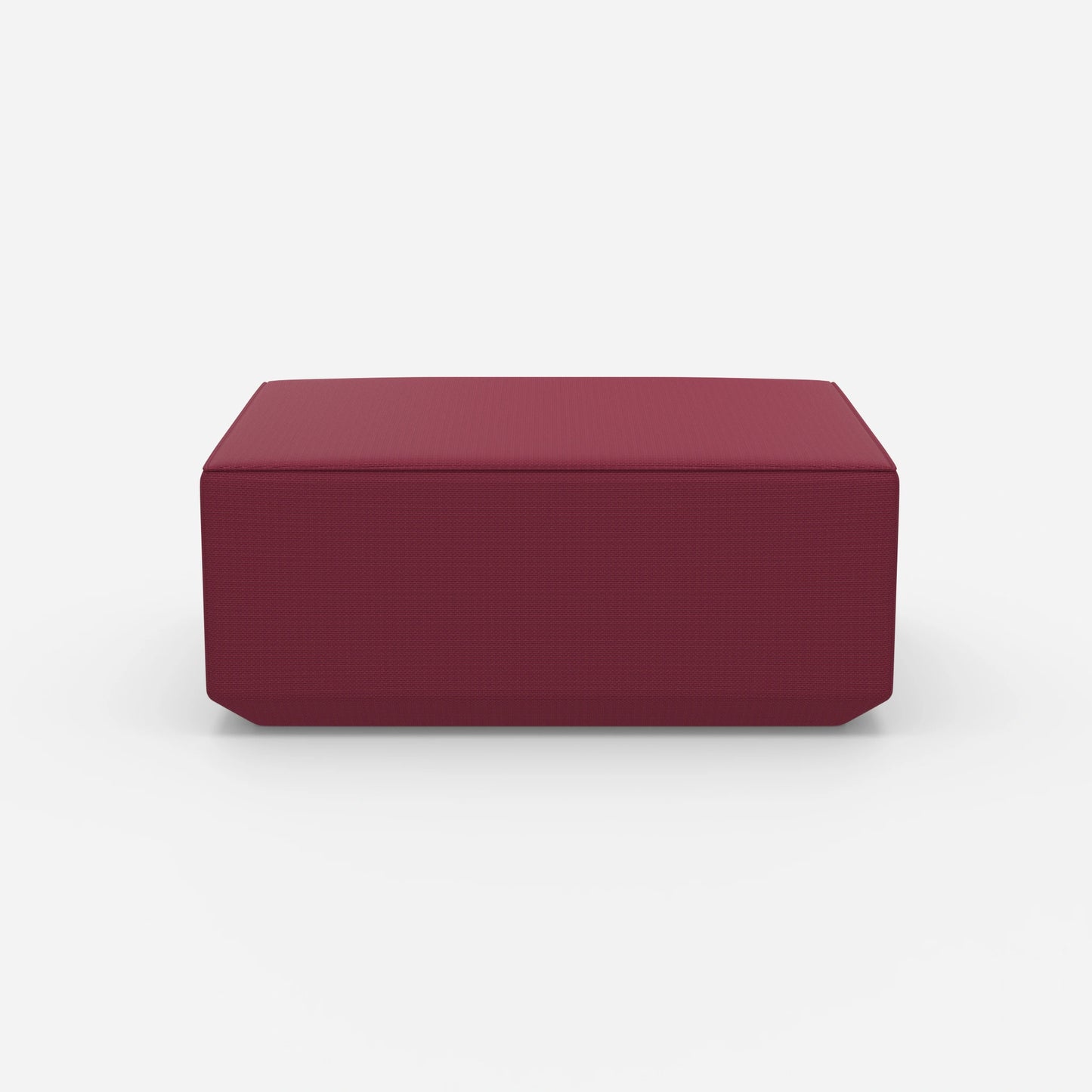 Pouf moderno rosa visto frontalmente
