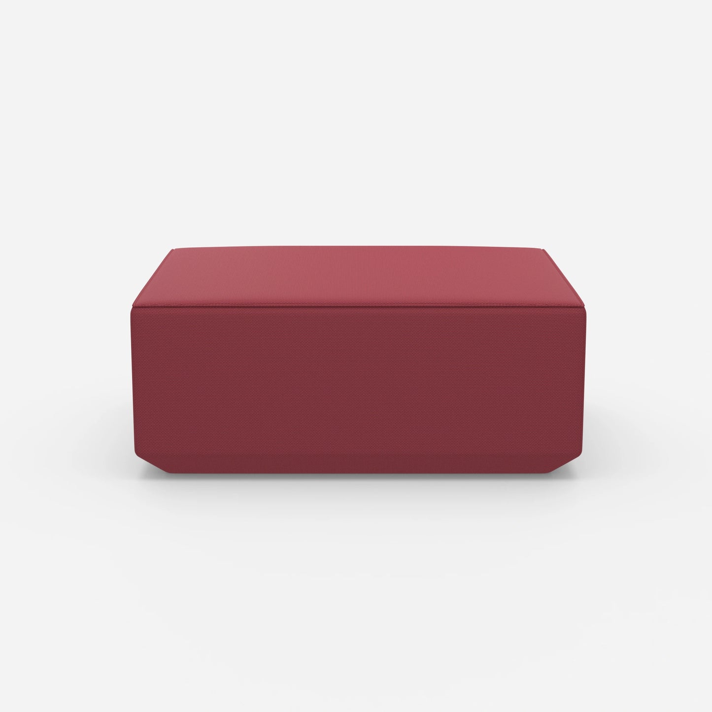 Pouf moderno rosa visto frontalmente