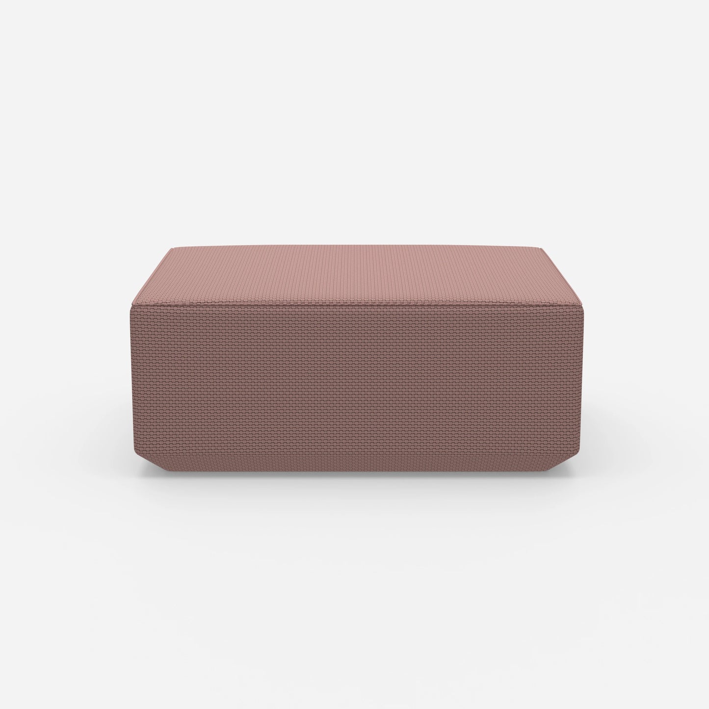Pouf moderno rosa visto frontalmente