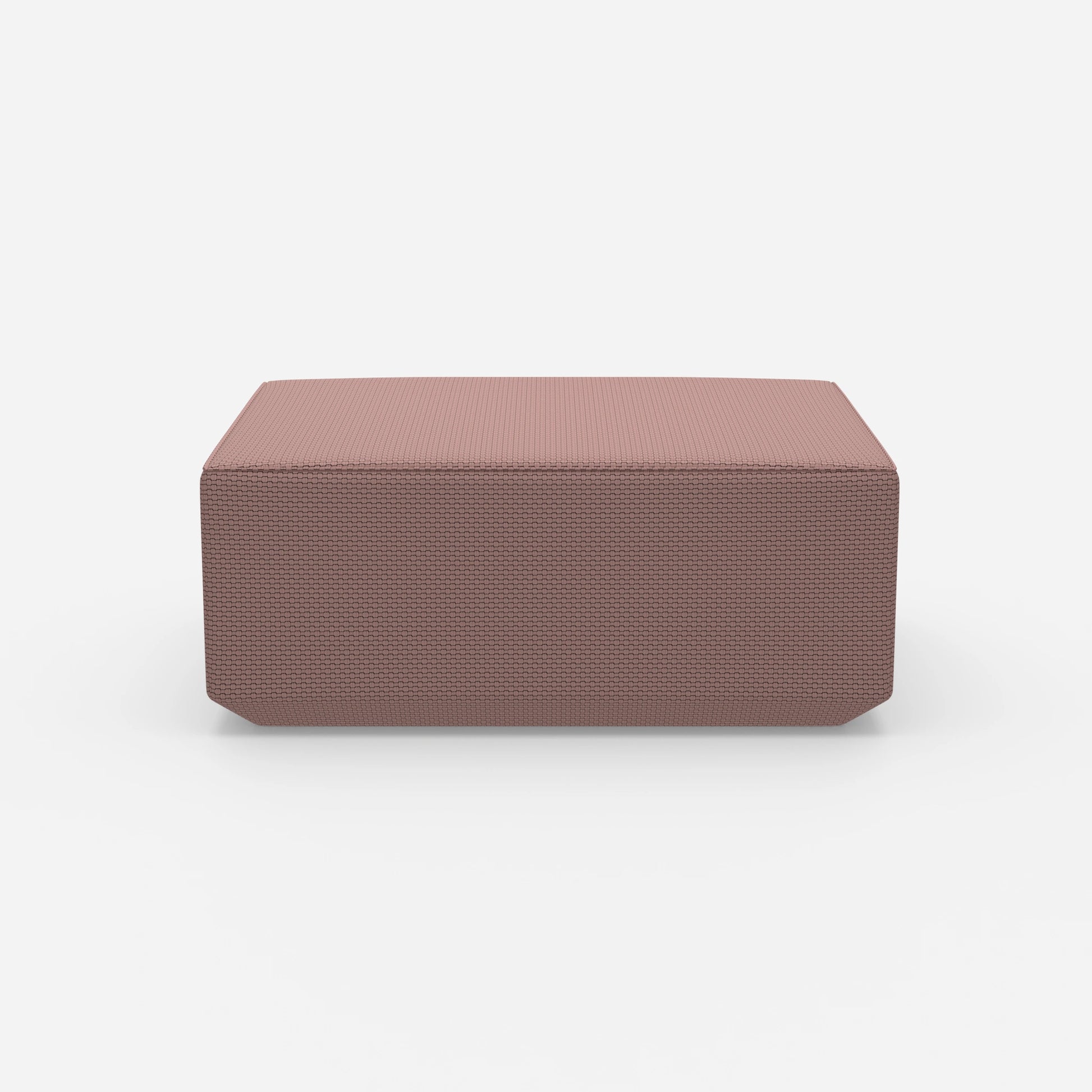 Pouf moderno rosa visto frontalmente