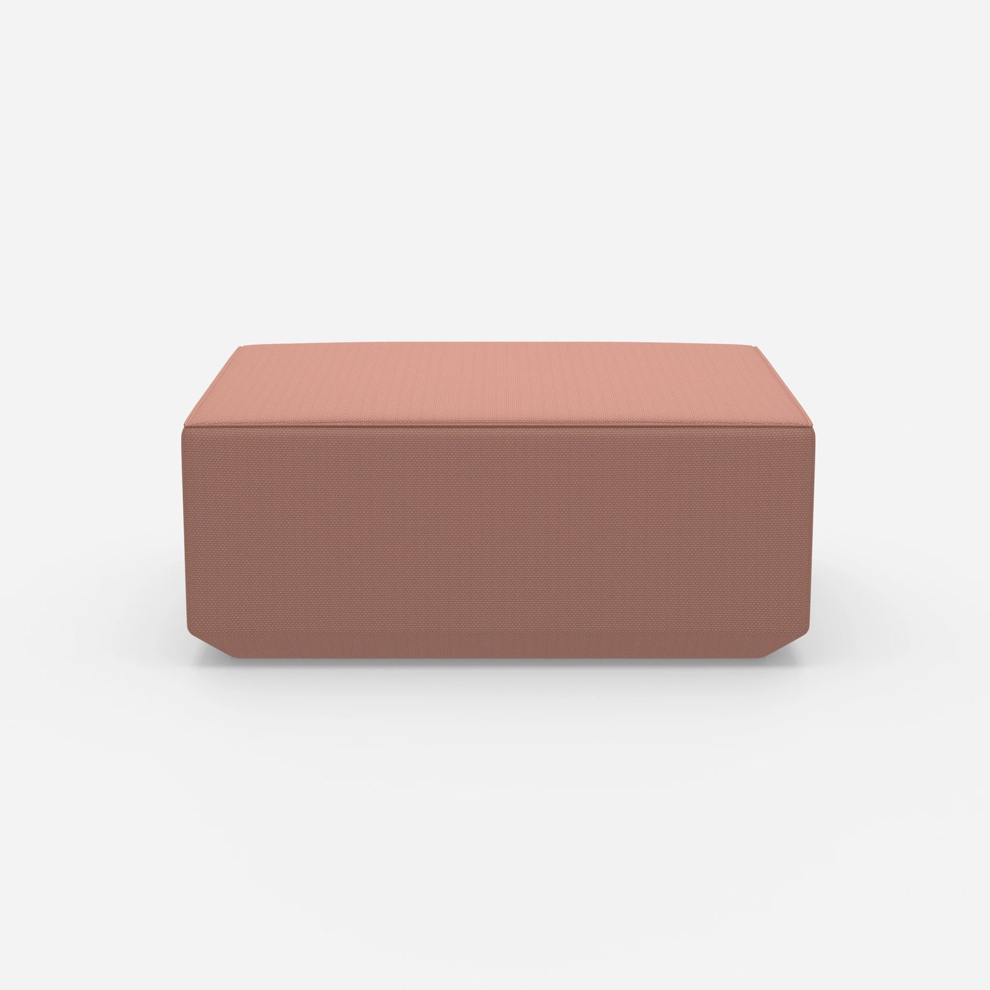 Pouf moderno rosa visto frontalmente