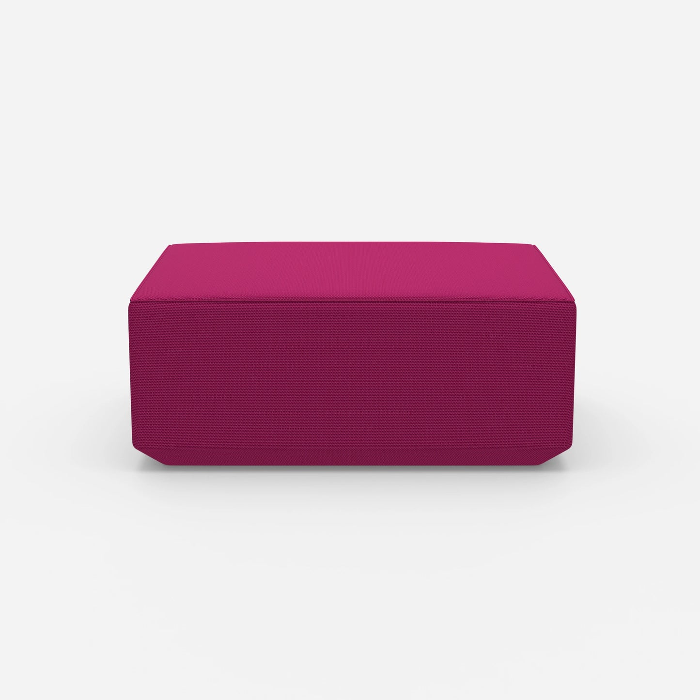Pouf moderno rosa visto frontalmente