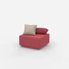 Pouf moderno rosa visto di lato