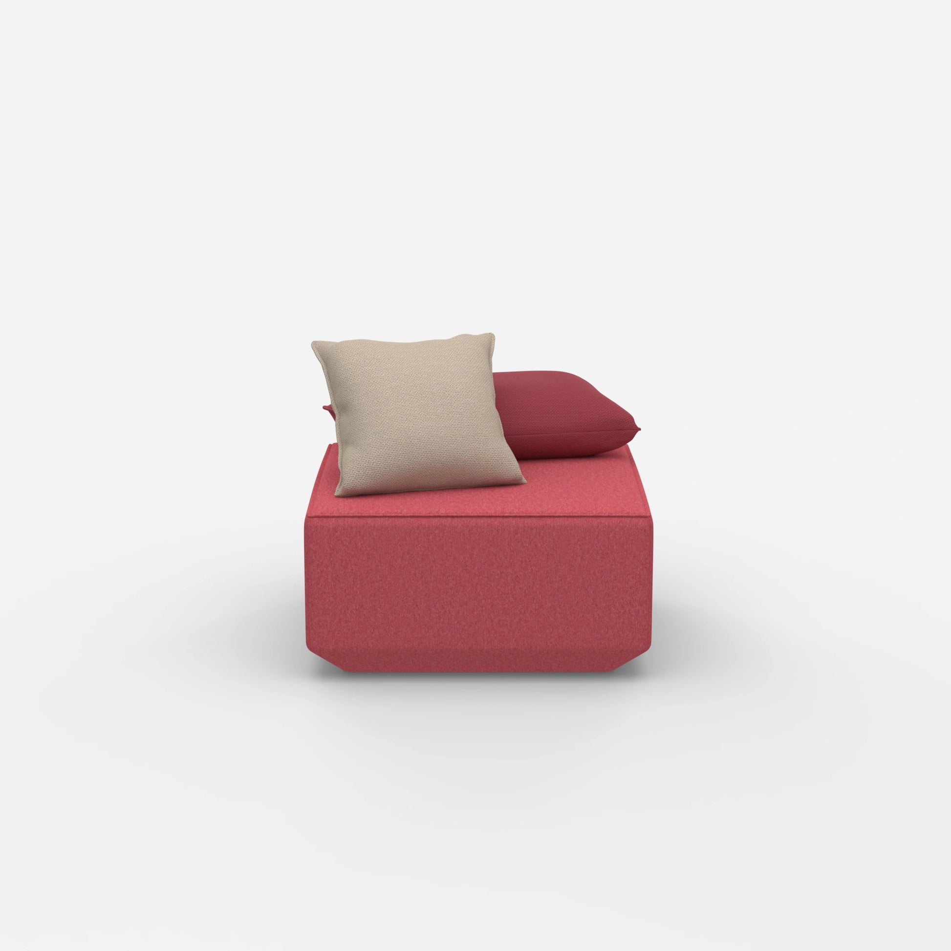 Pouf moderno di colore rosa dal davanti