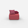 Pouf moderno di colore rosa dal davanti