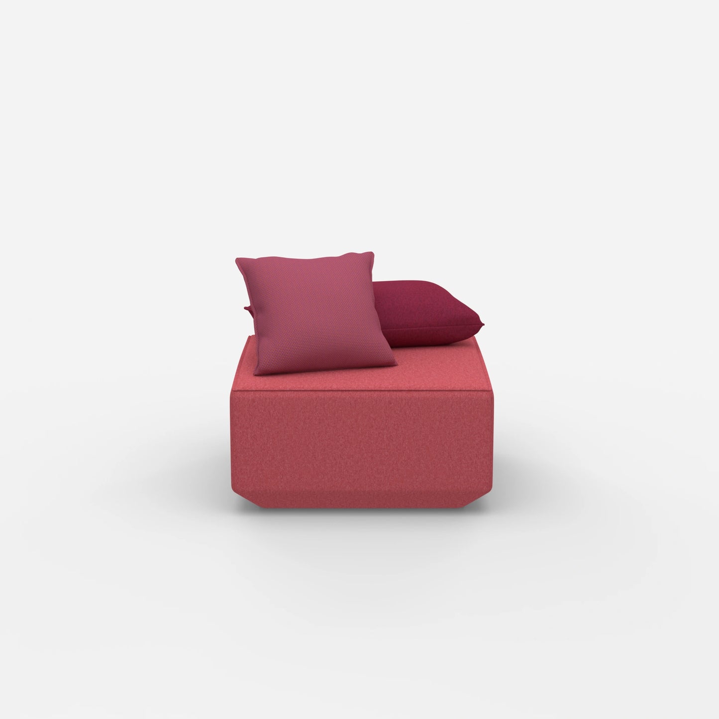 Pouf moderno di colore rosa dal davanti