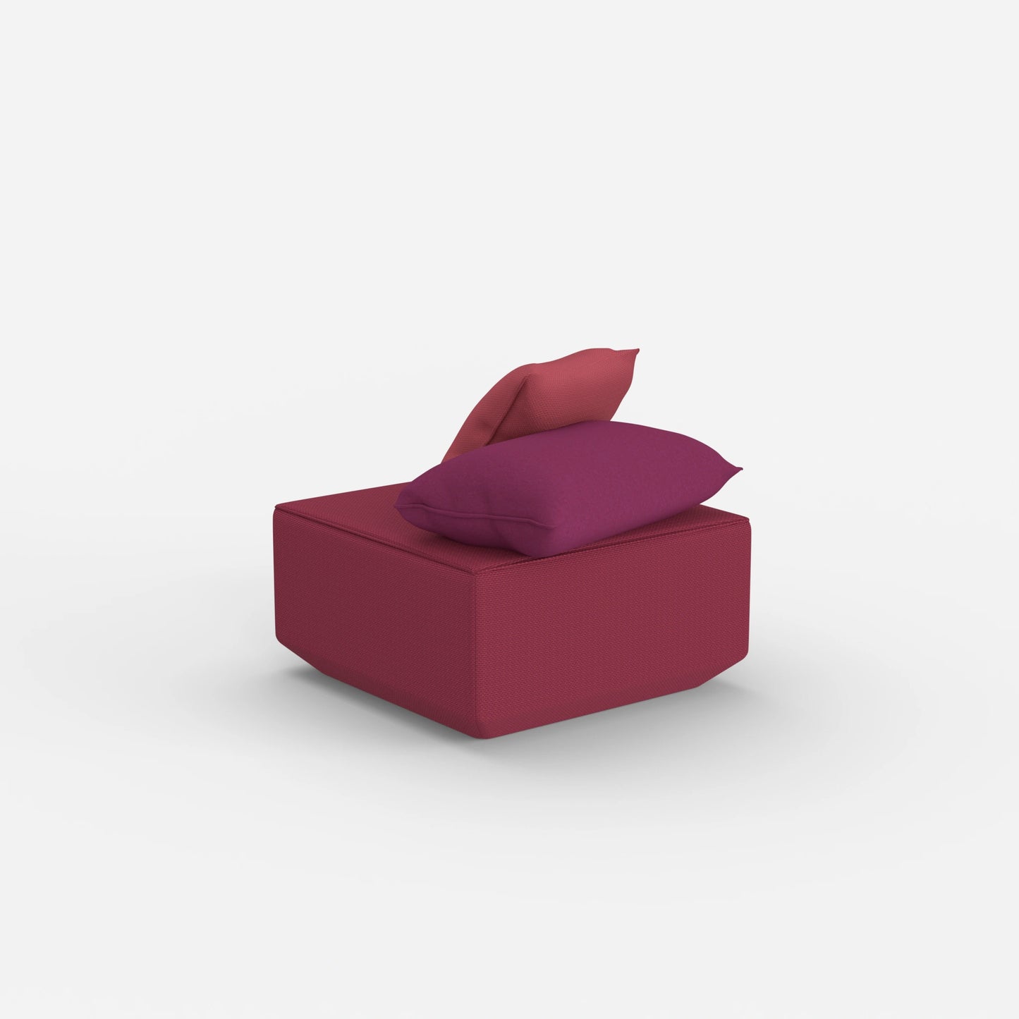 Pouf moderno rosa da dietro