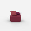 Pouf moderno di colore rosa dal davanti