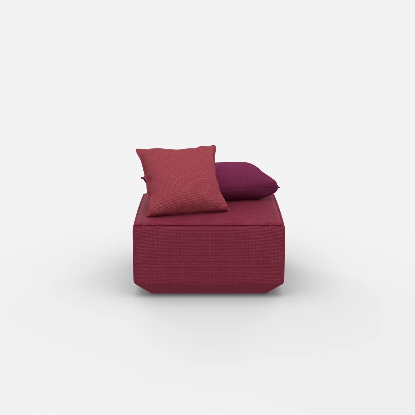Pouf moderno di colore rosa dal davanti