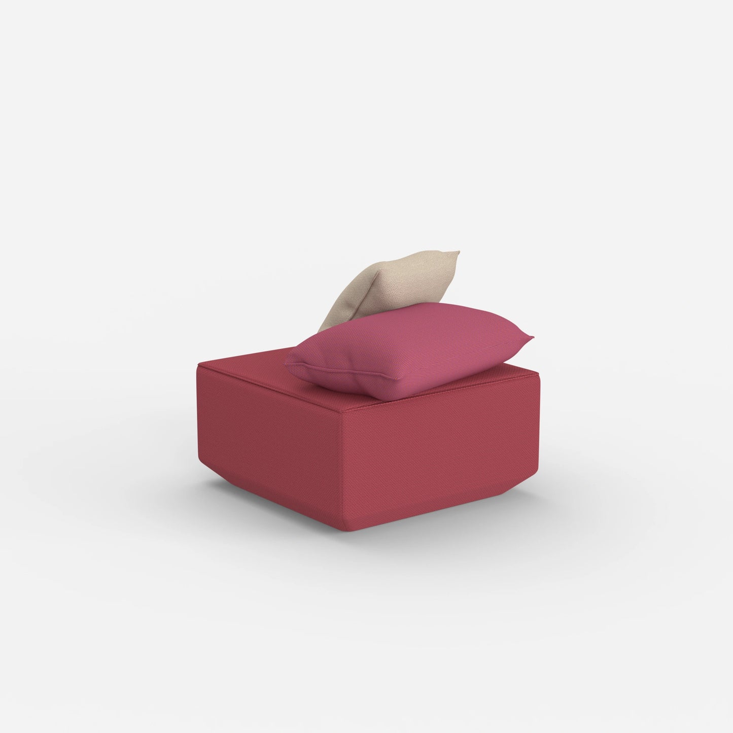 Pouf moderno rosa da dietro