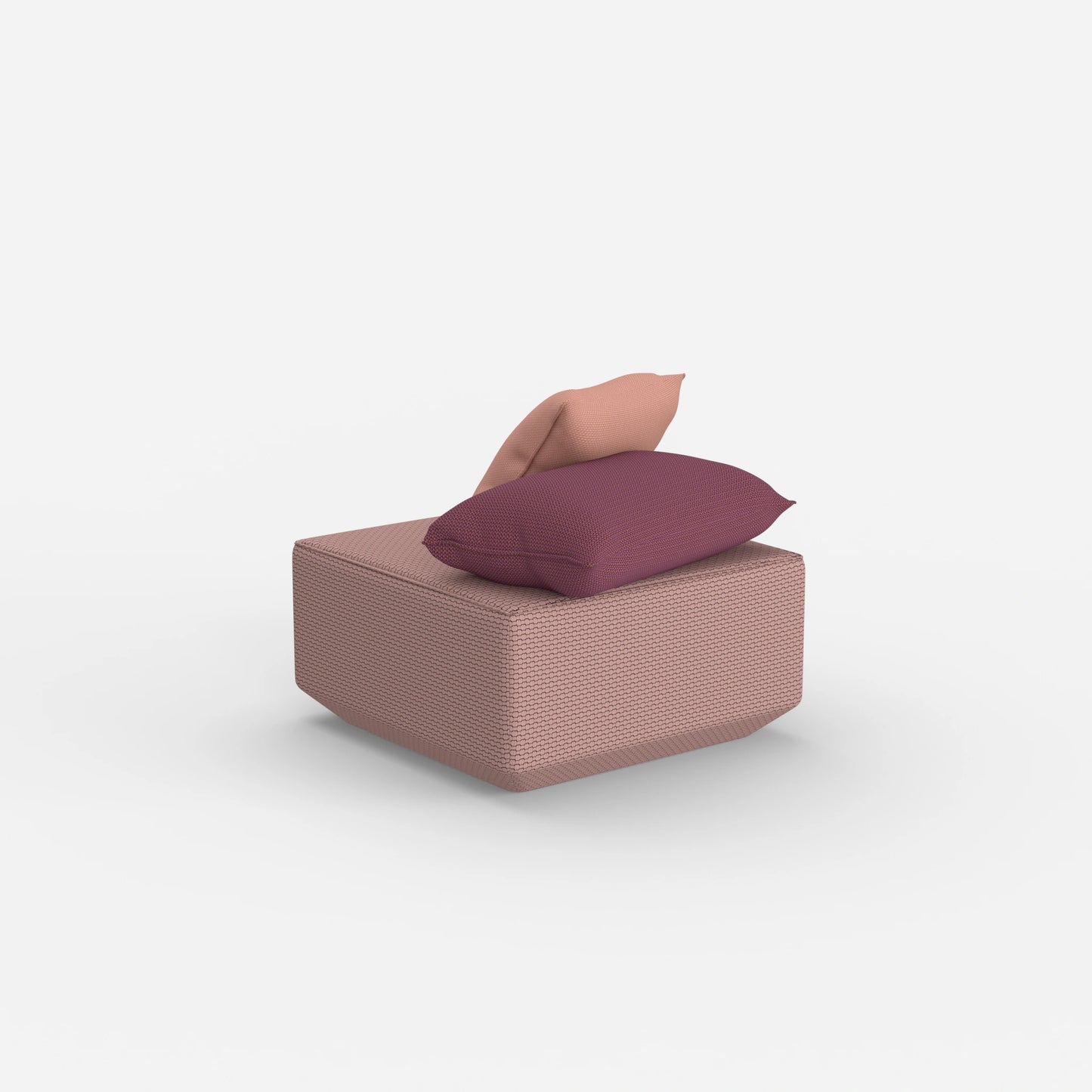 Pouf moderno rosa da dietro