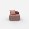 Pouf moderno di colore rosa dal davanti
