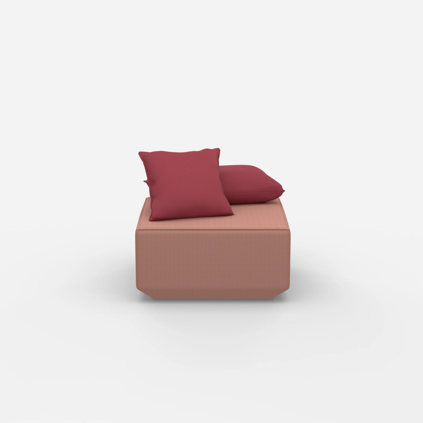 Pouf moderno di colore rosa dal davanti