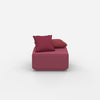 Pouf moderno di colore rosa dal davanti