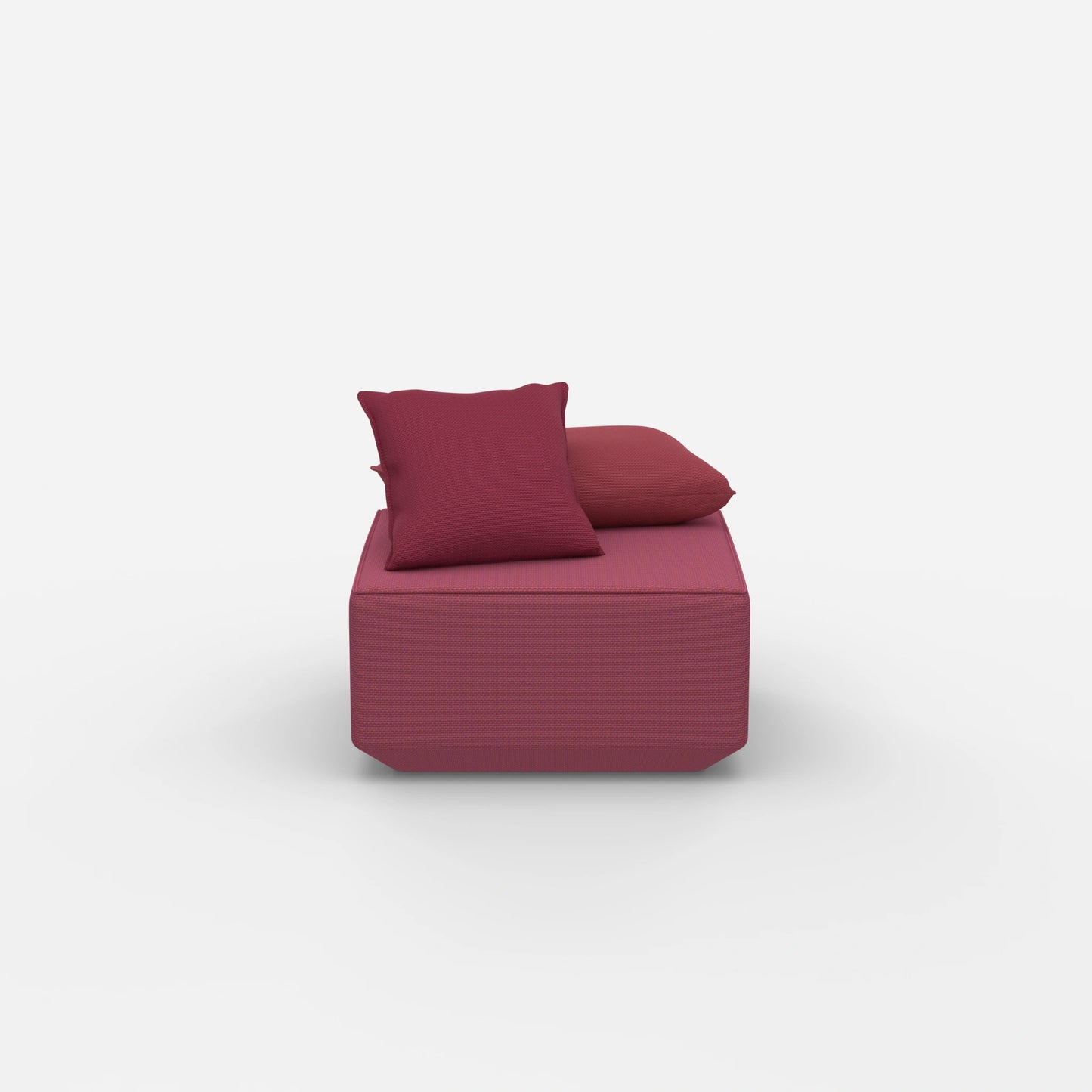 Pouf moderno di colore rosa dal davanti