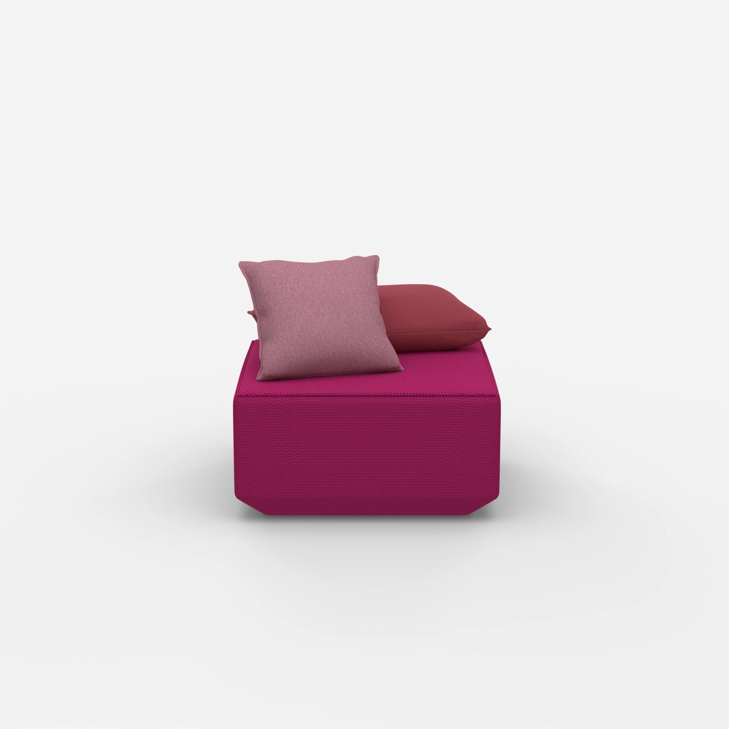 Pouf moderno di colore rosa dal davanti