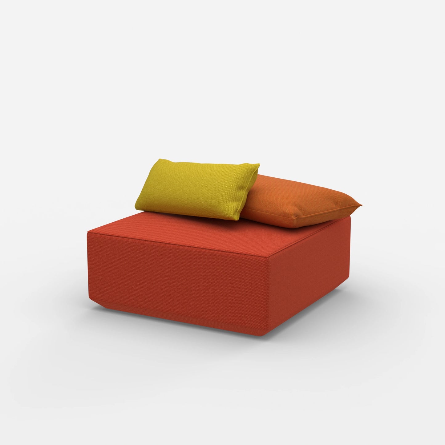 Pouf quadrato moderno visto di lato
