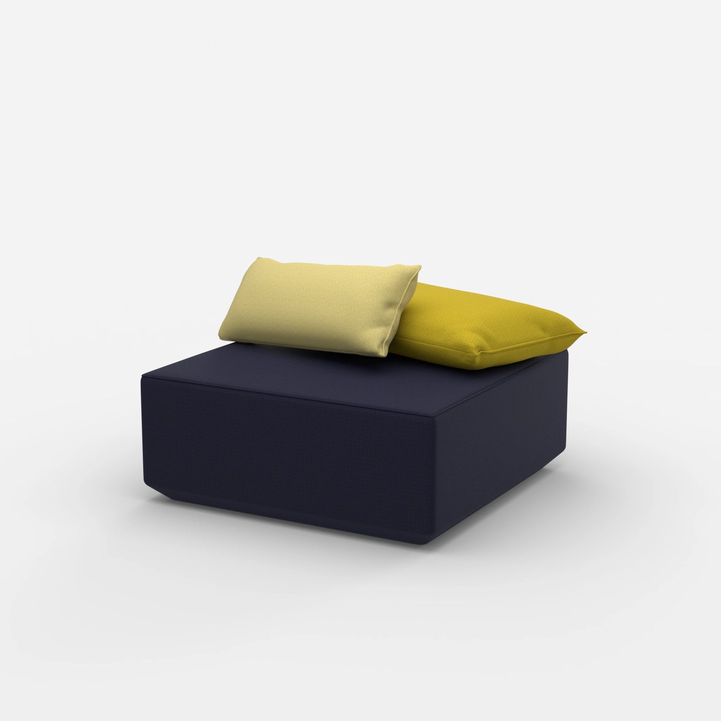 Pouf quadrato moderno visto di lato