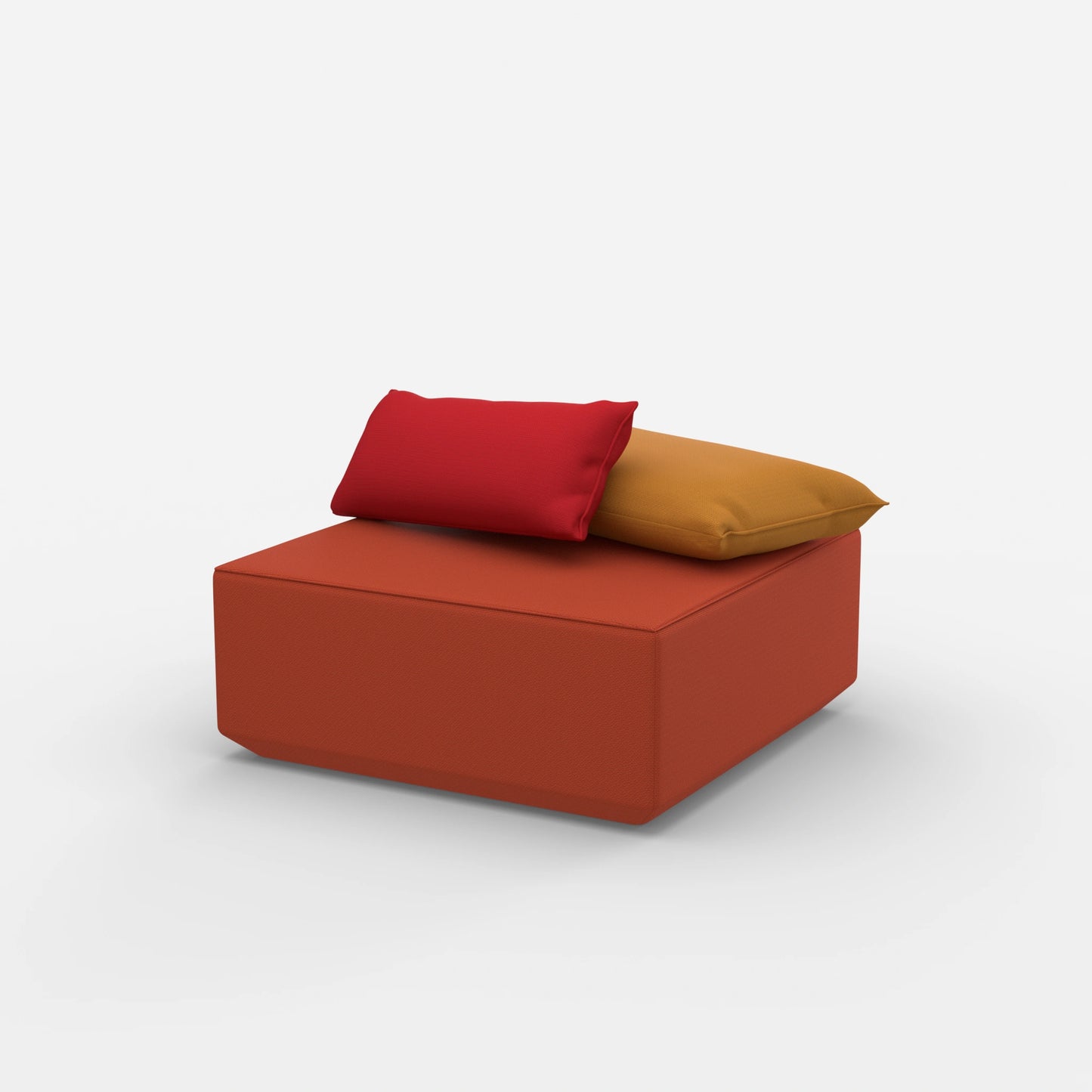 Pouf quadrato moderno visto di lato