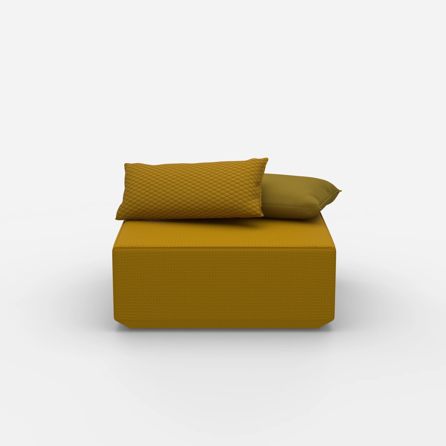 Pouf moderno quadrato visto frontalmente
