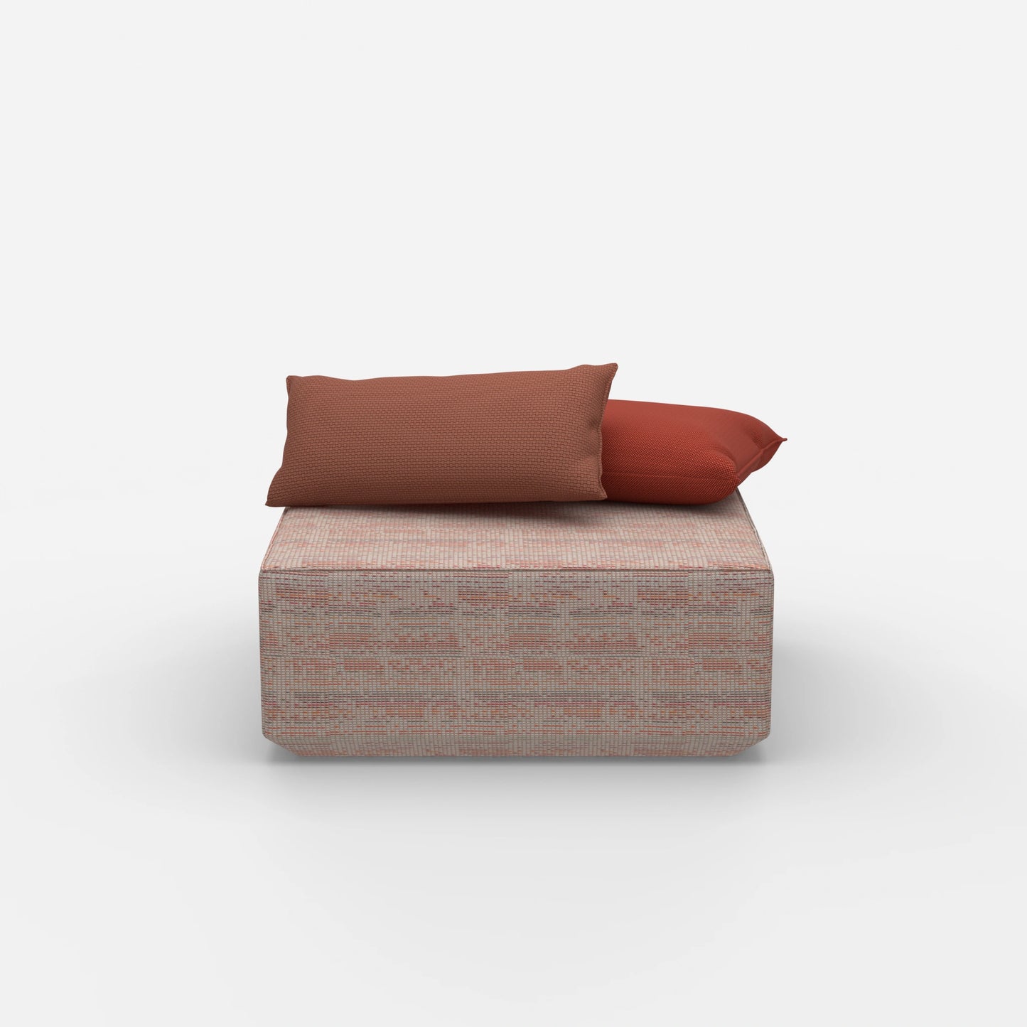 Pouf moderno quadrato visto frontalmente
