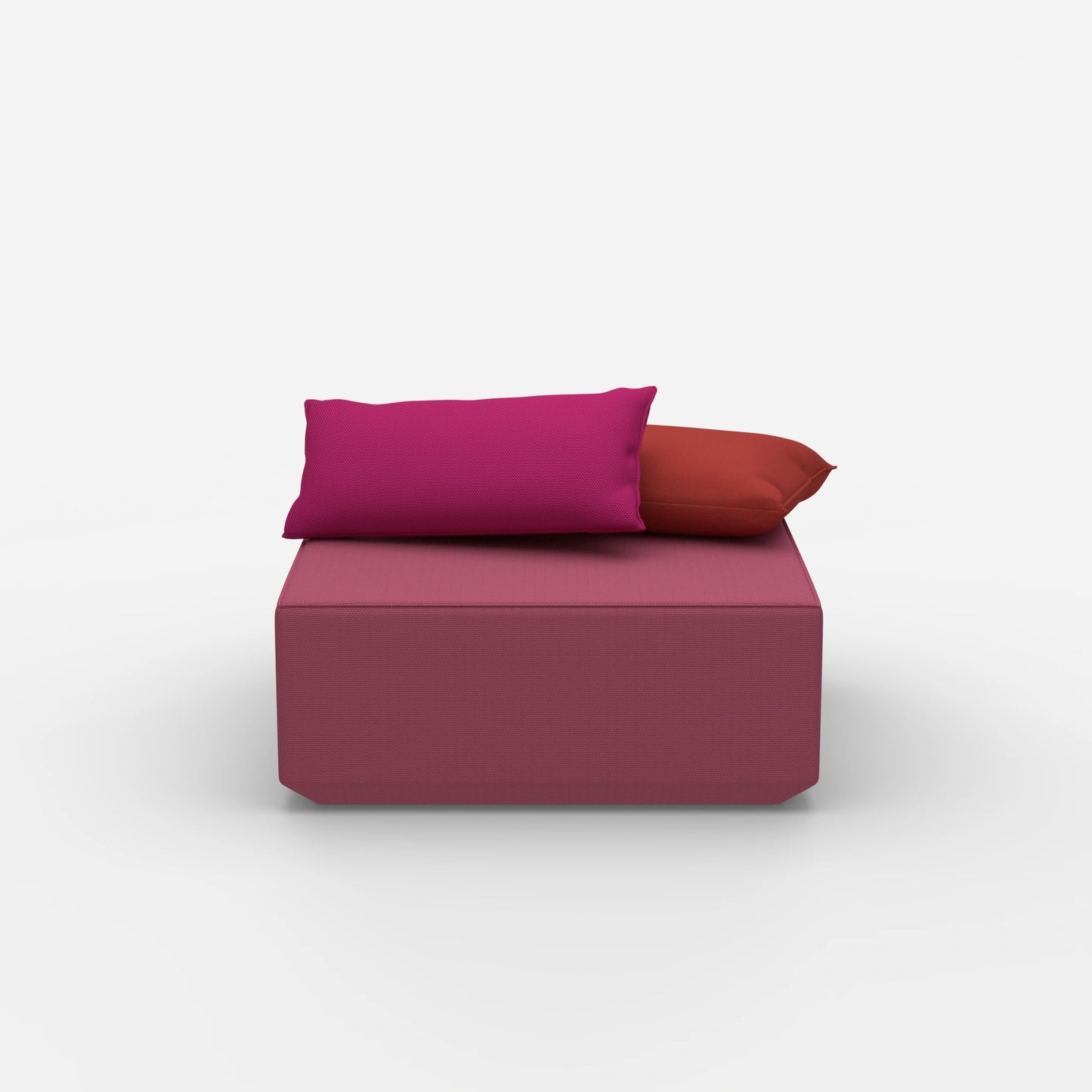 Pouf moderno quadrato visto frontalmente