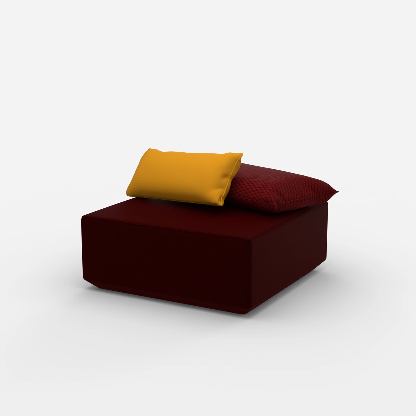 Pouf quadrato moderno visto di lato