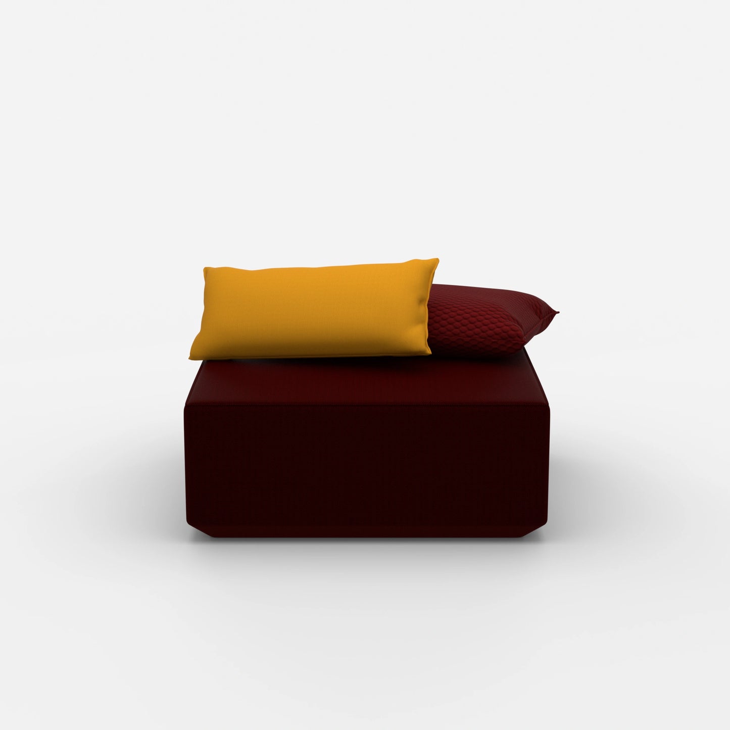 Pouf moderno quadrato visto frontalmente