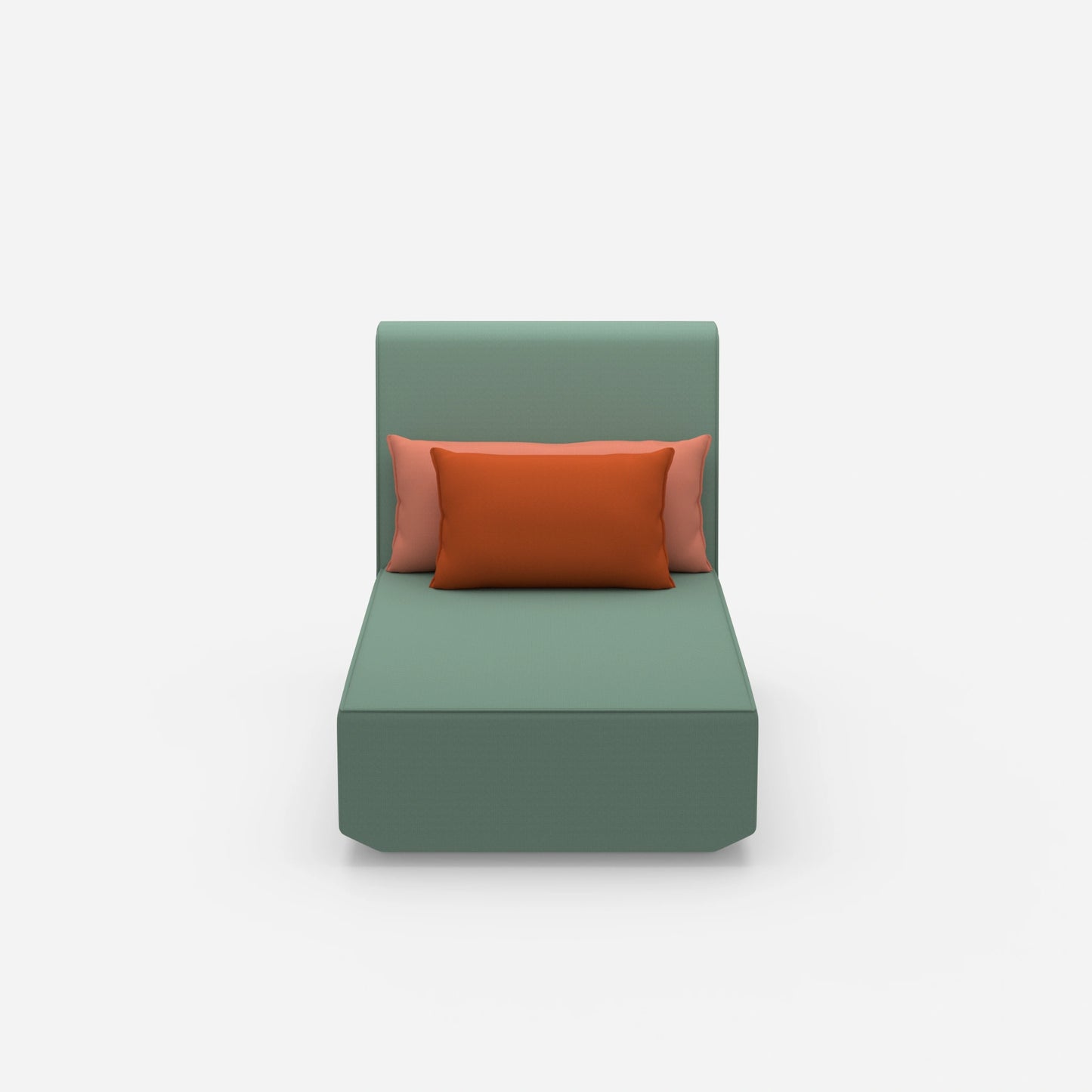 Chaise longue modulare con schienale alto frontale