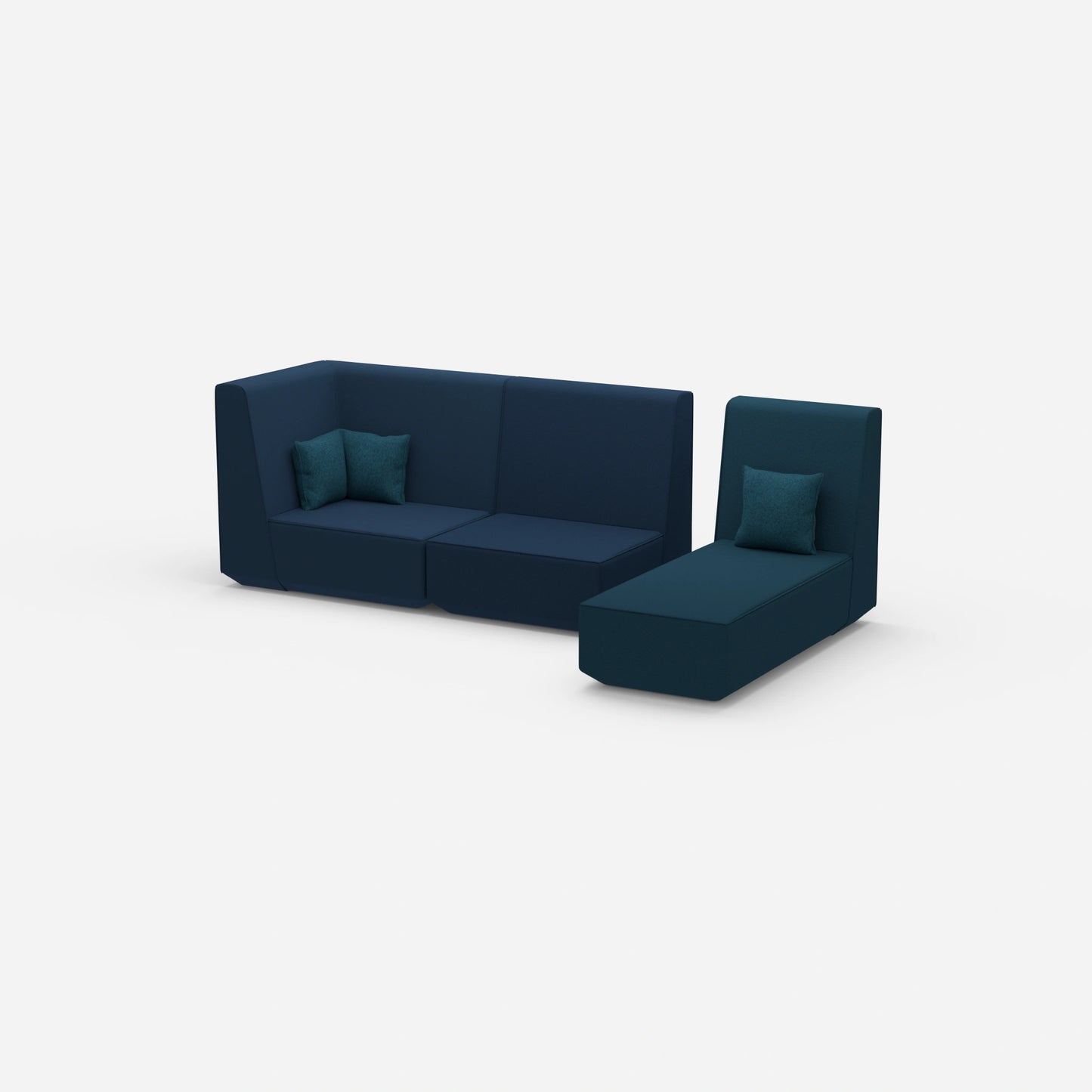 Divano componibile a 2 posti con chaise longue laterale