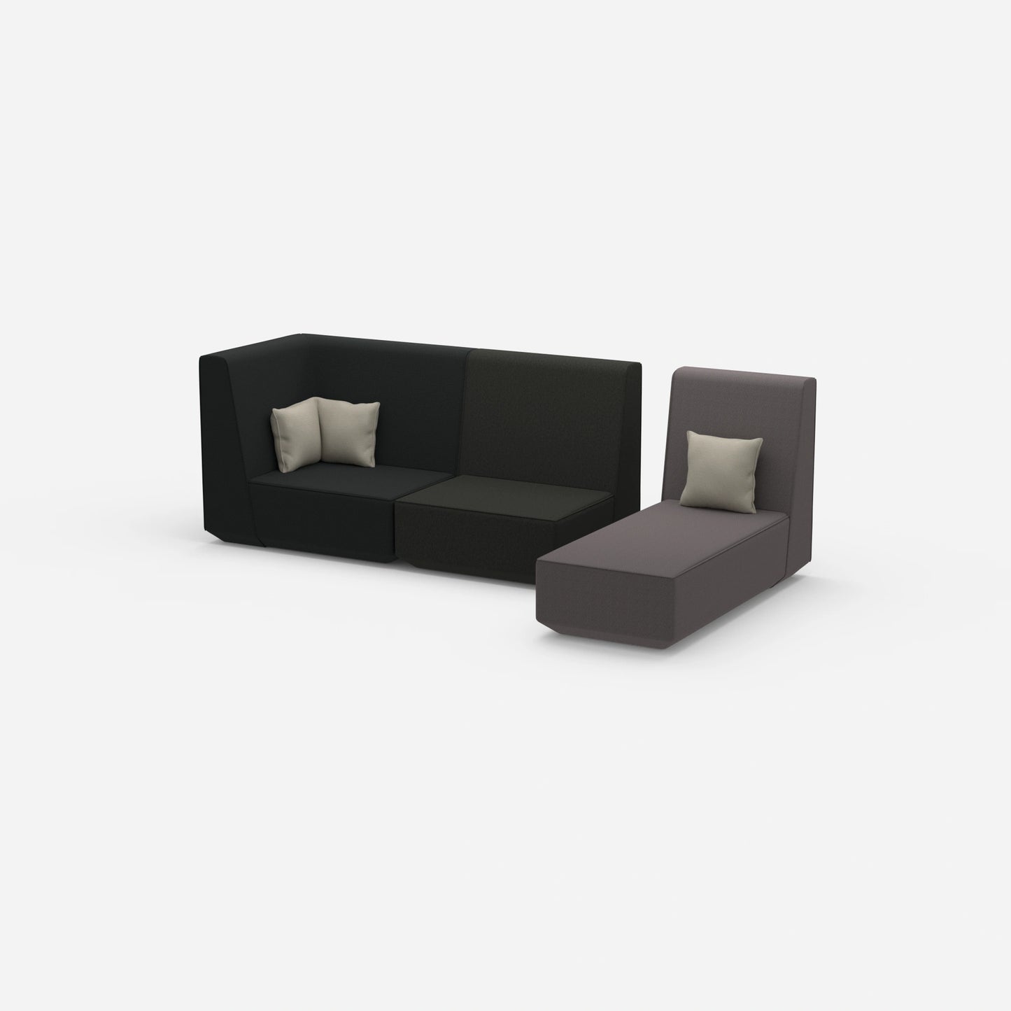 Divano componibile a 2 posti con chaise longue laterale