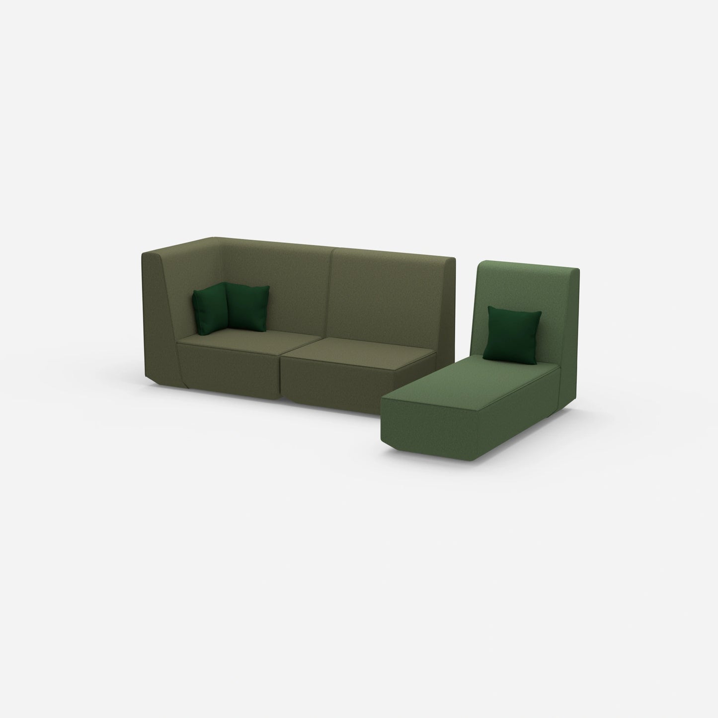 Divano componibile a 2 posti con chaise longue laterale