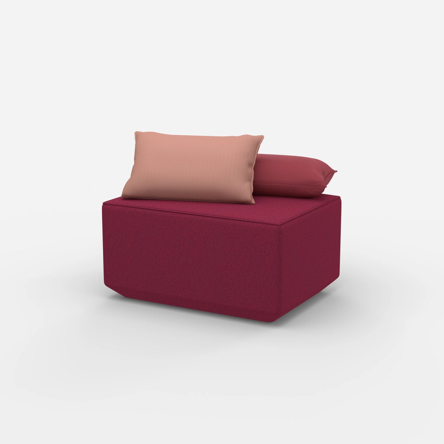 Pouf rosa visto di lato