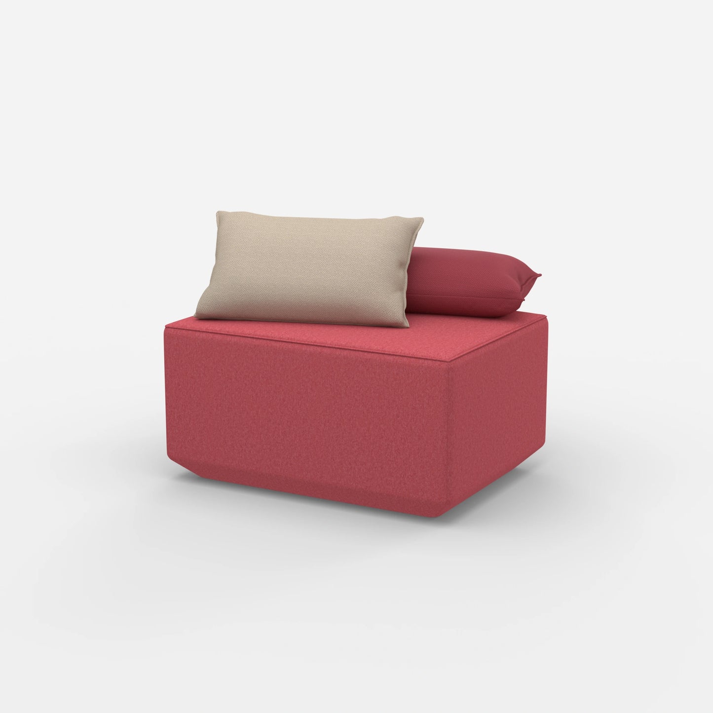 Pouf rosa visto di lato