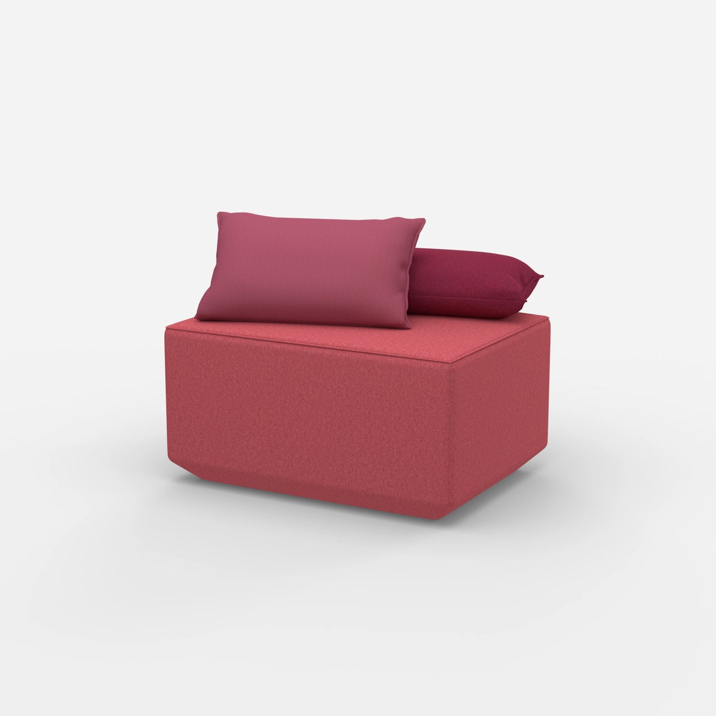Pouf rosa visto di lato