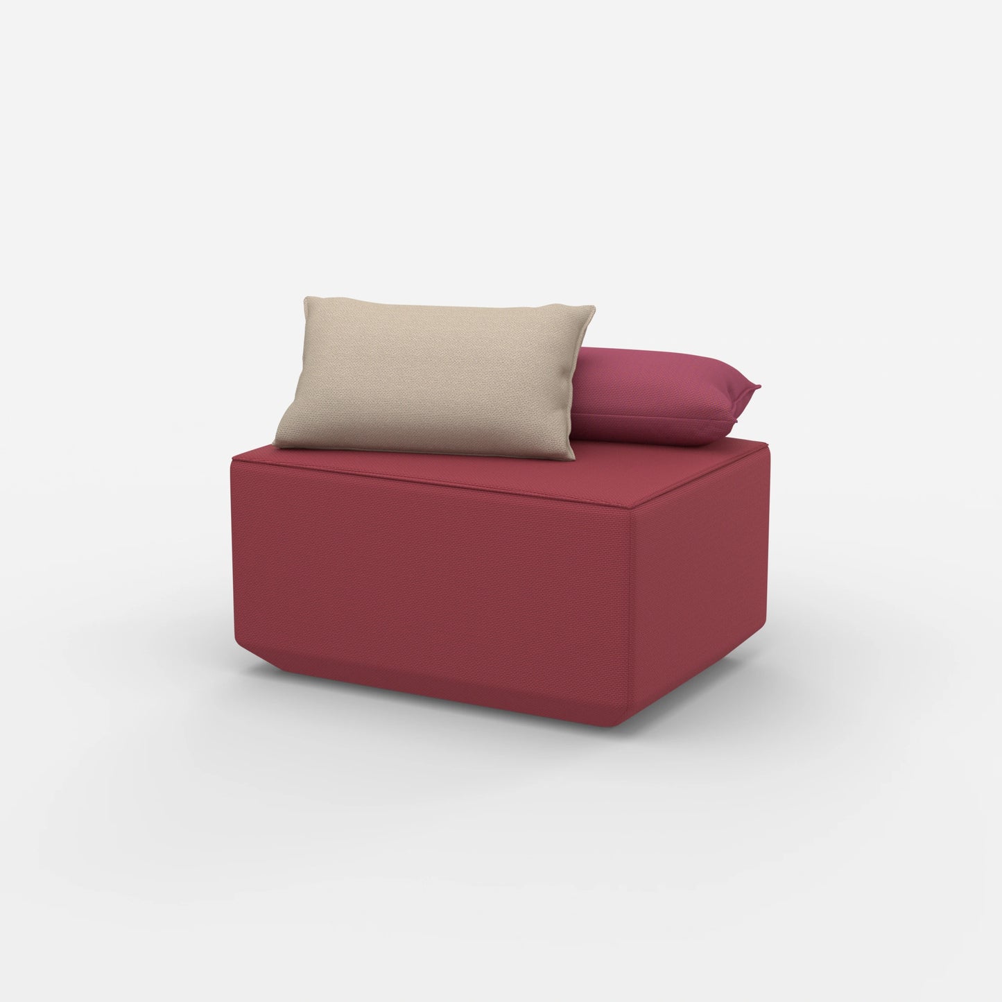 Pouf rosa visto di lato