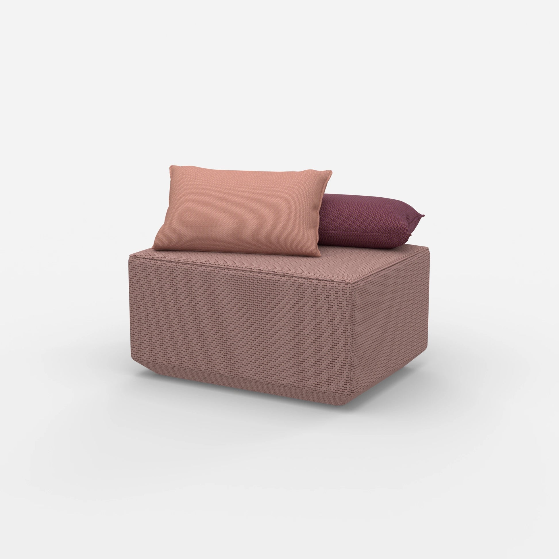 Pouf rosa visto di lato