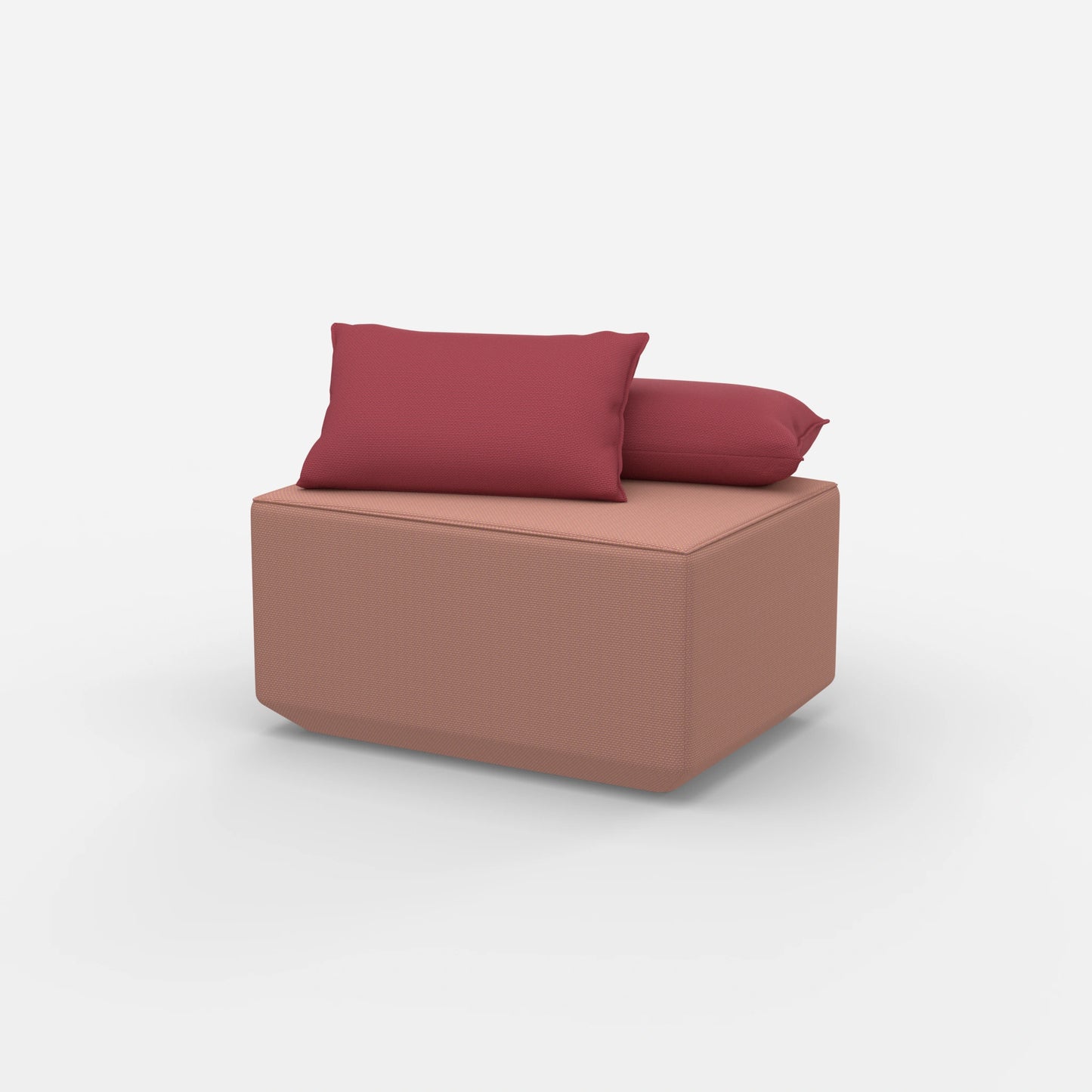 Pouf rosa visto di lato