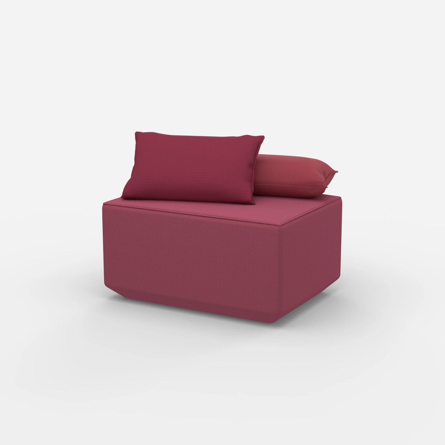 Pouf rosa visto di lato