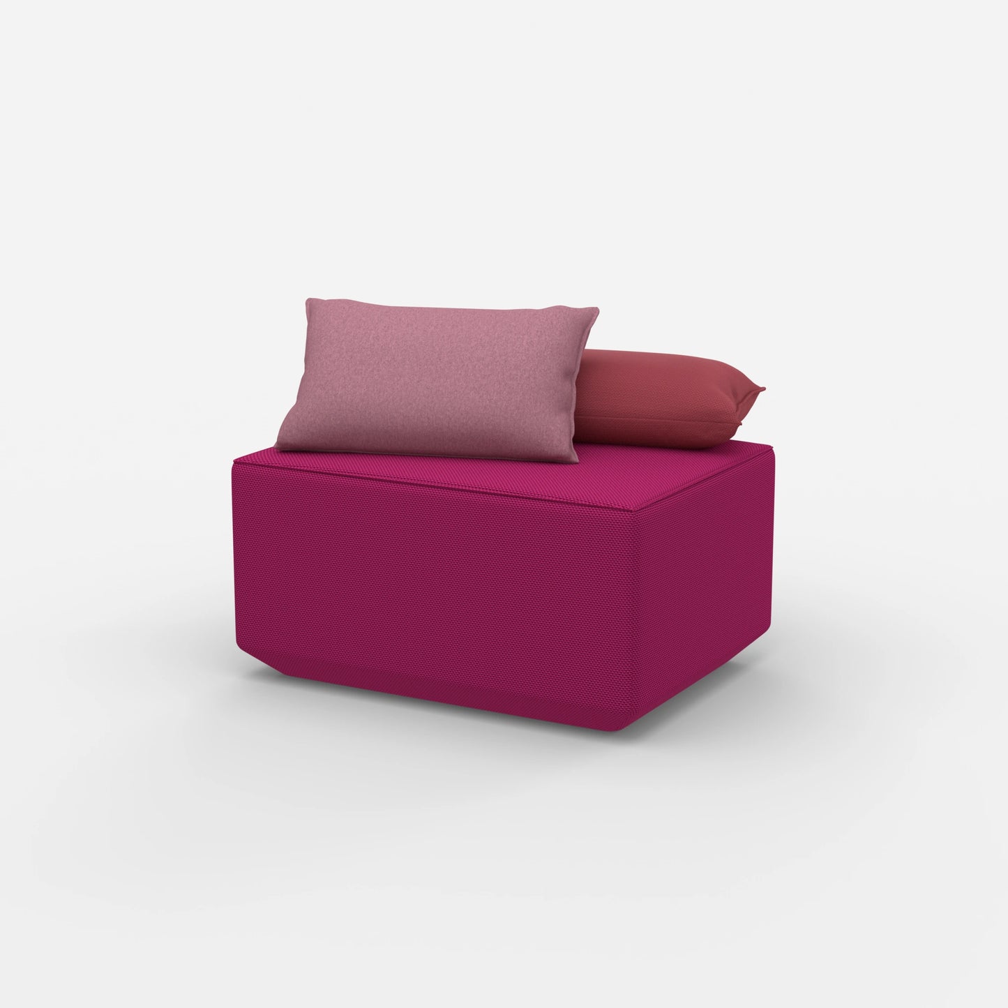 Pouf rosa visto di lato