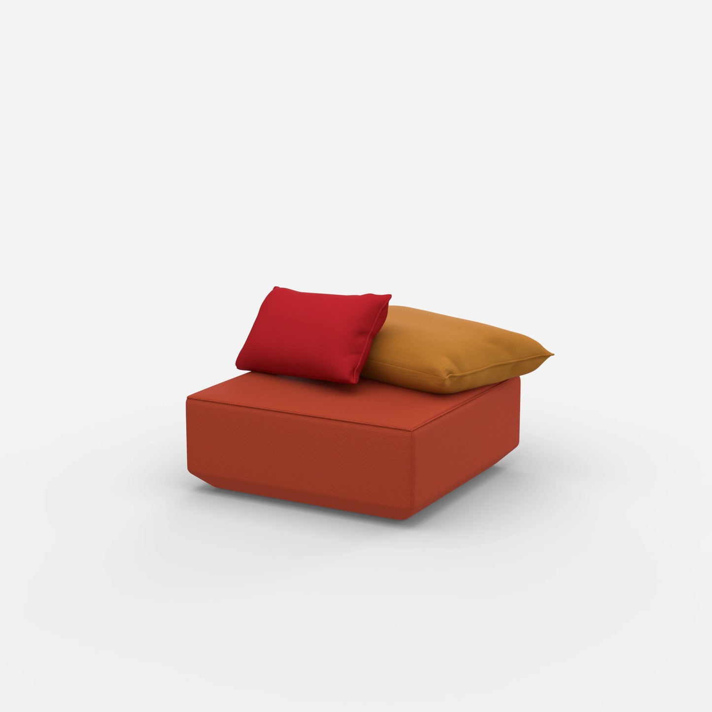 Pouf quadrato visto di lato