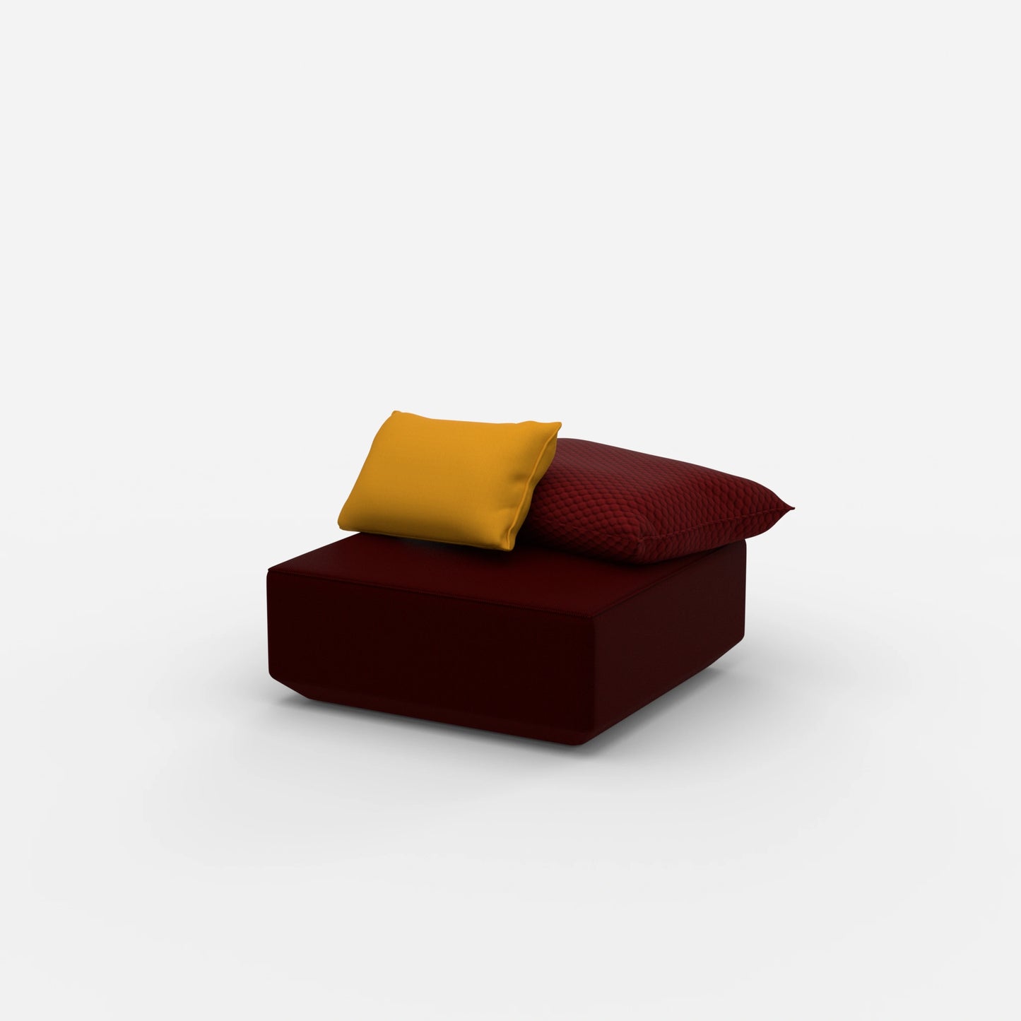 Pouf quadrato visto di lato