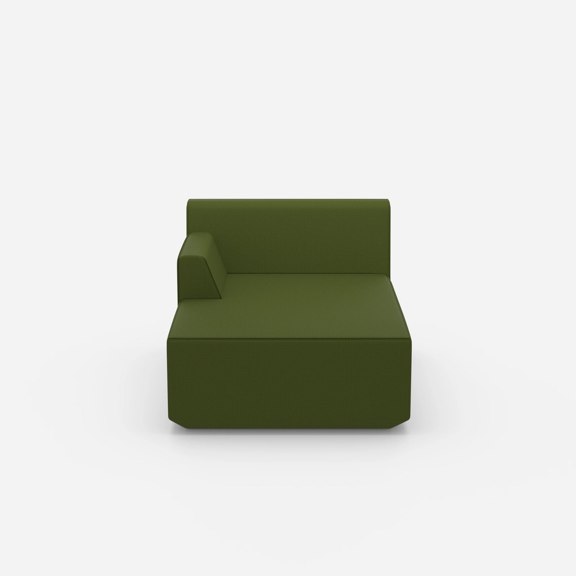 Recamière in verde moderno visto dal davanti