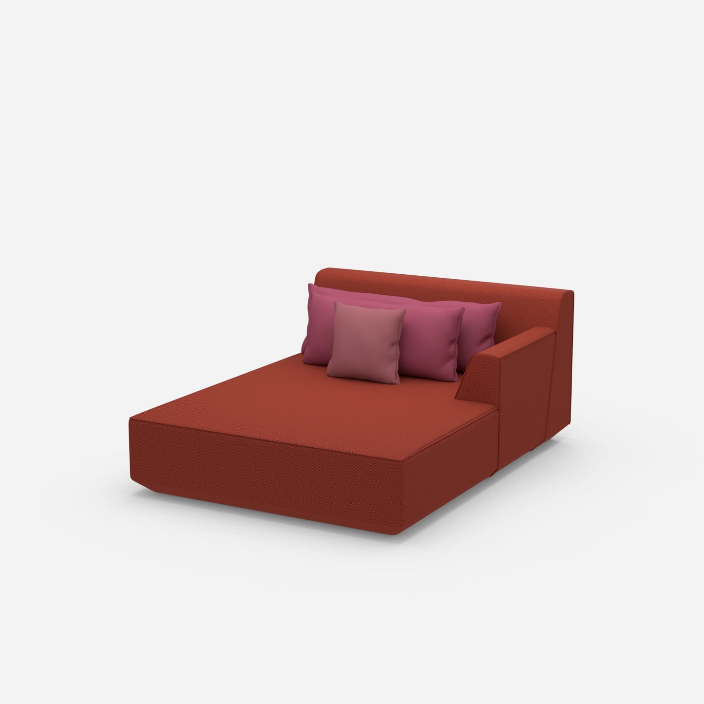 Chaise longue rossa vista di lato
