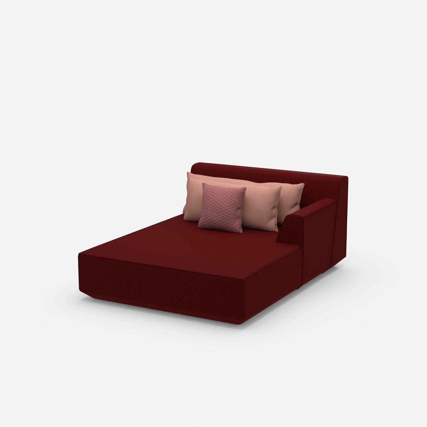Chaise longue rossa vista di lato
