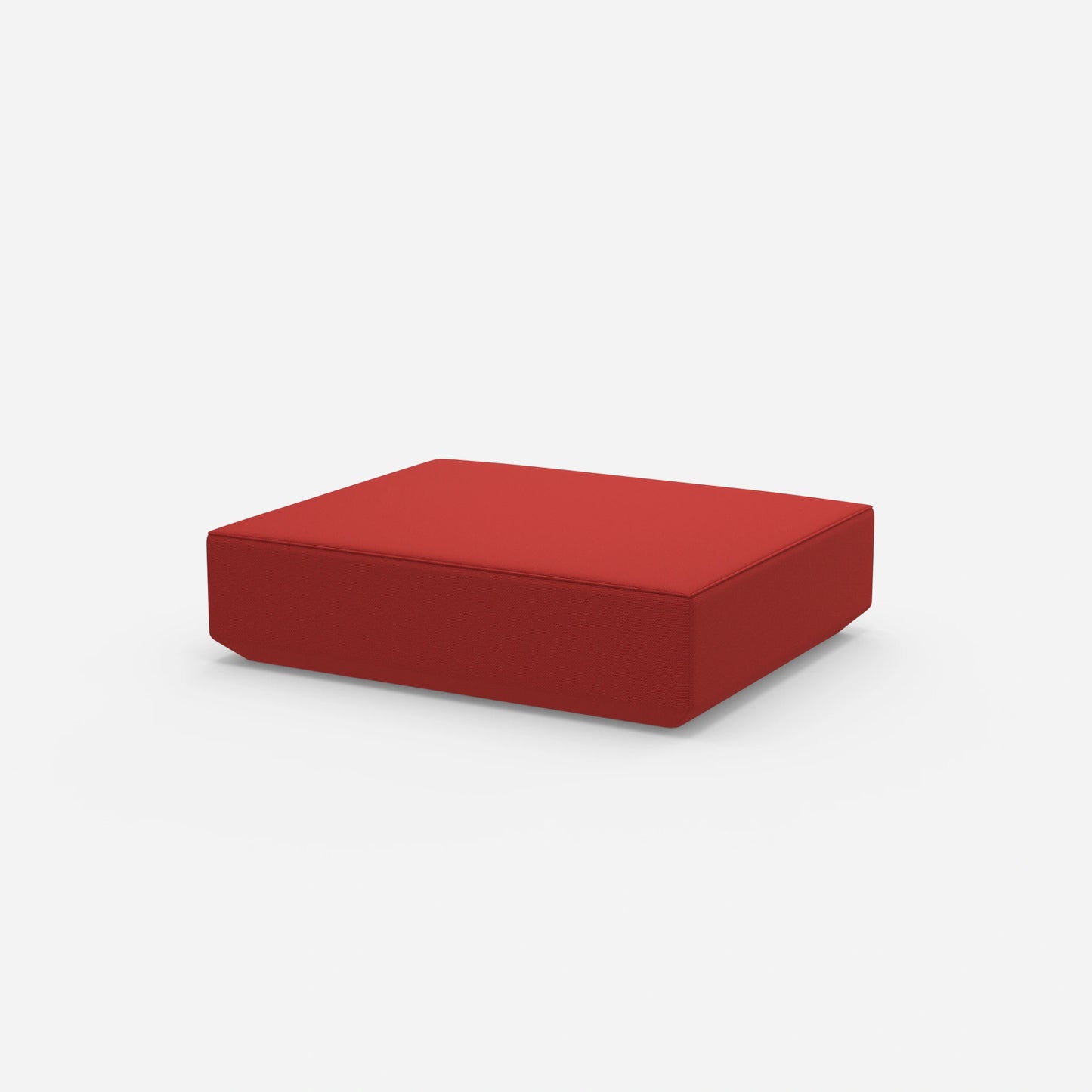 Pouf rosso visto di lato